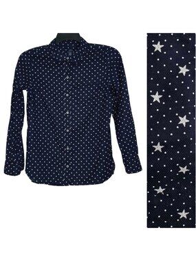 Gap Womens Boyfriend Shirt Size Small Long Sleeve Button Up Star Print Navy Blue